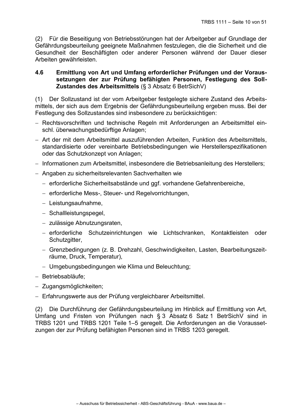 TRBS 1111 - Technische Regeln für Betriebssicherheit Gefährdungsbeurteilung