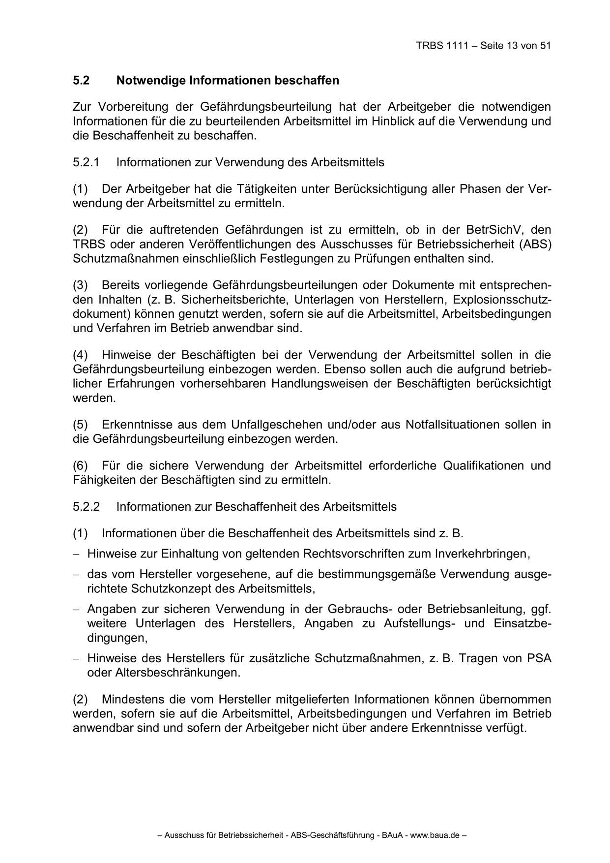 TRBS 1111 - Technische Regeln für Betriebssicherheit Gefährdungsbeurteilung