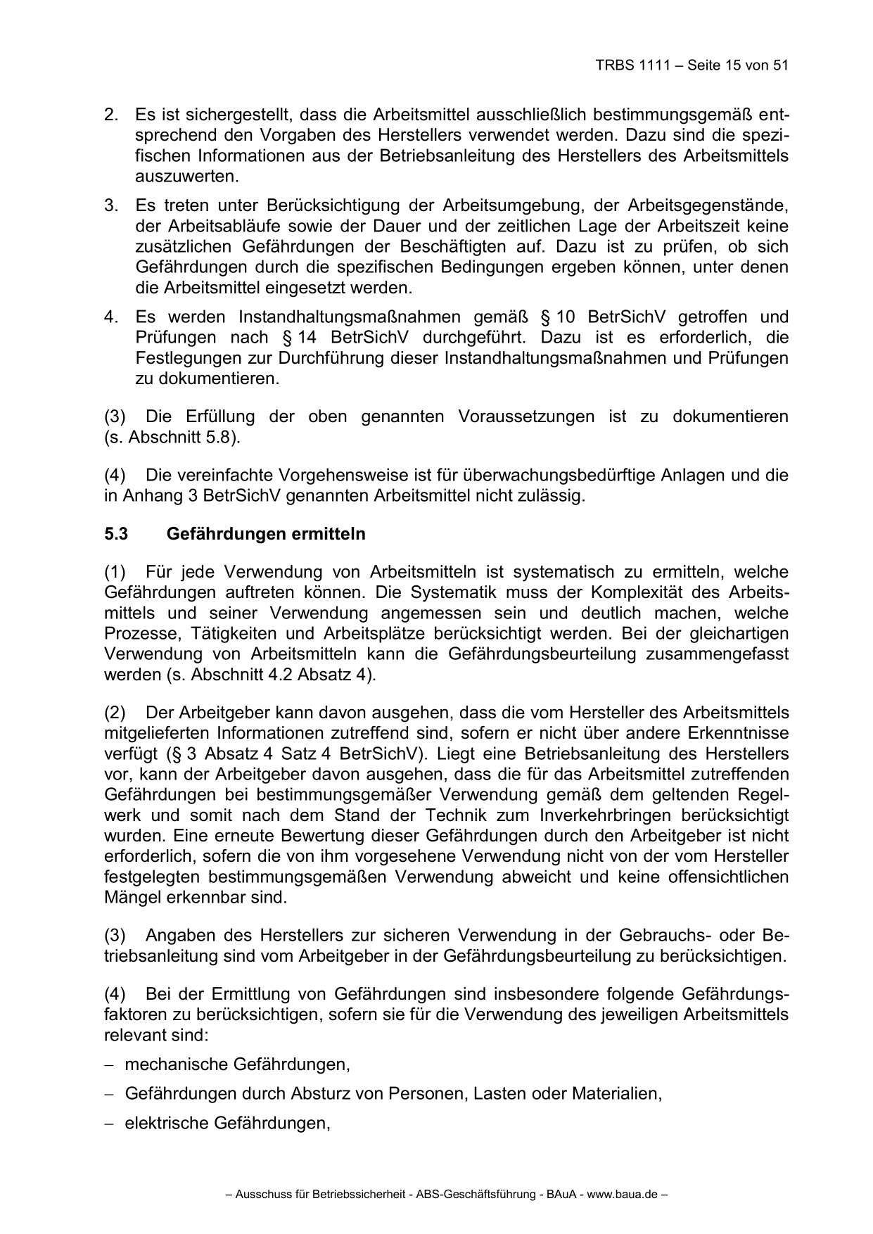 TRBS 1111 - Technische Regeln für Betriebssicherheit Gefährdungsbeurteilung