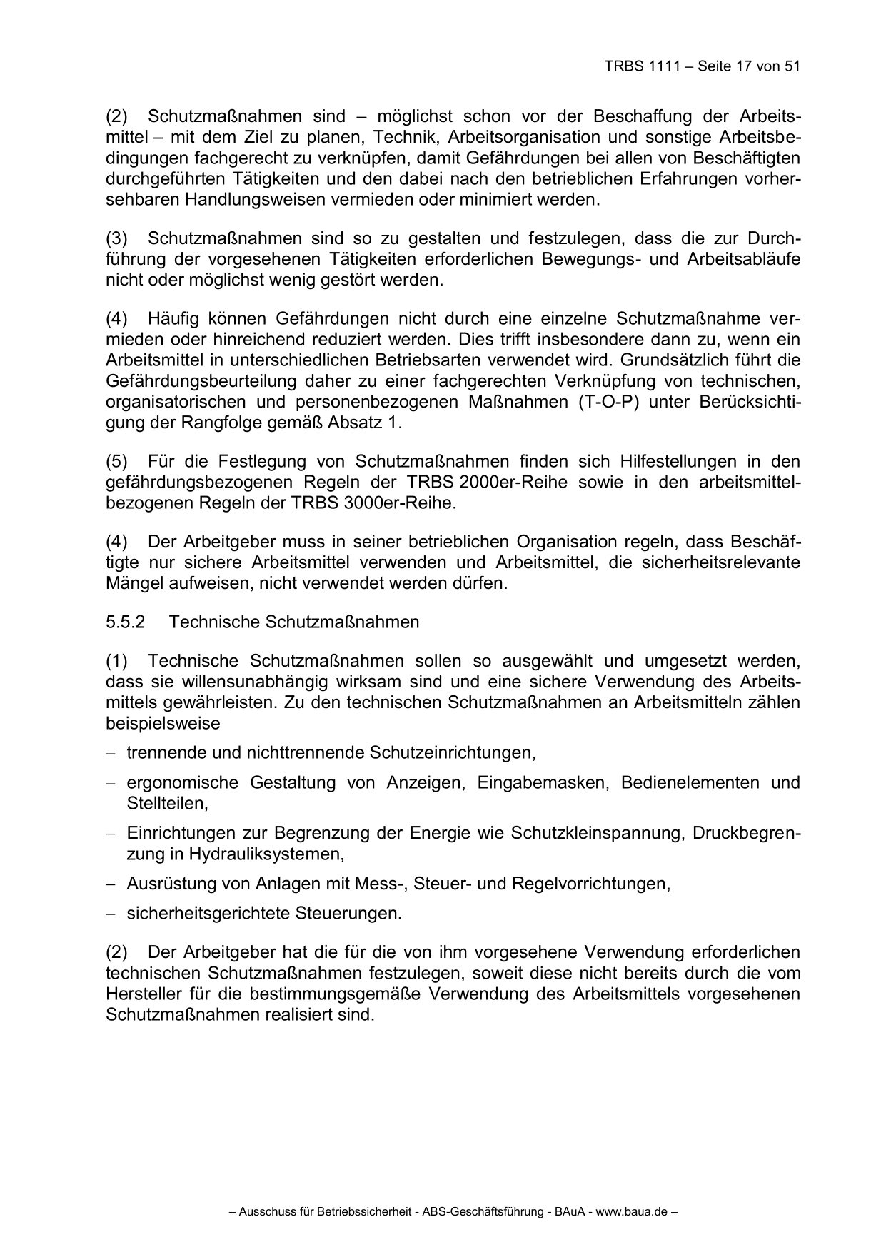 TRBS 1111 - Technische Regeln für Betriebssicherheit Gefährdungsbeurteilung