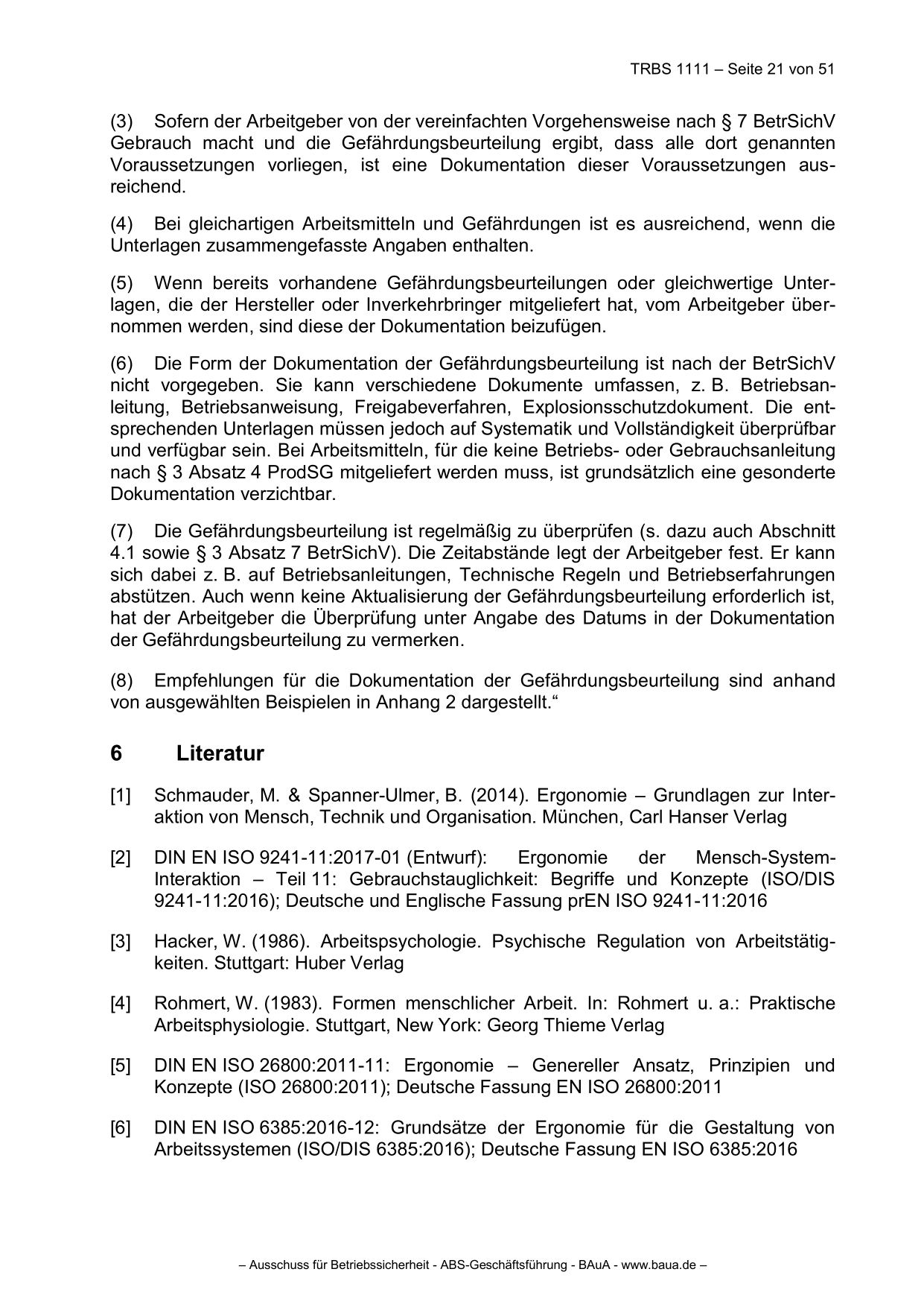 TRBS 1111 - Technische Regeln für Betriebssicherheit Gefährdungsbeurteilung