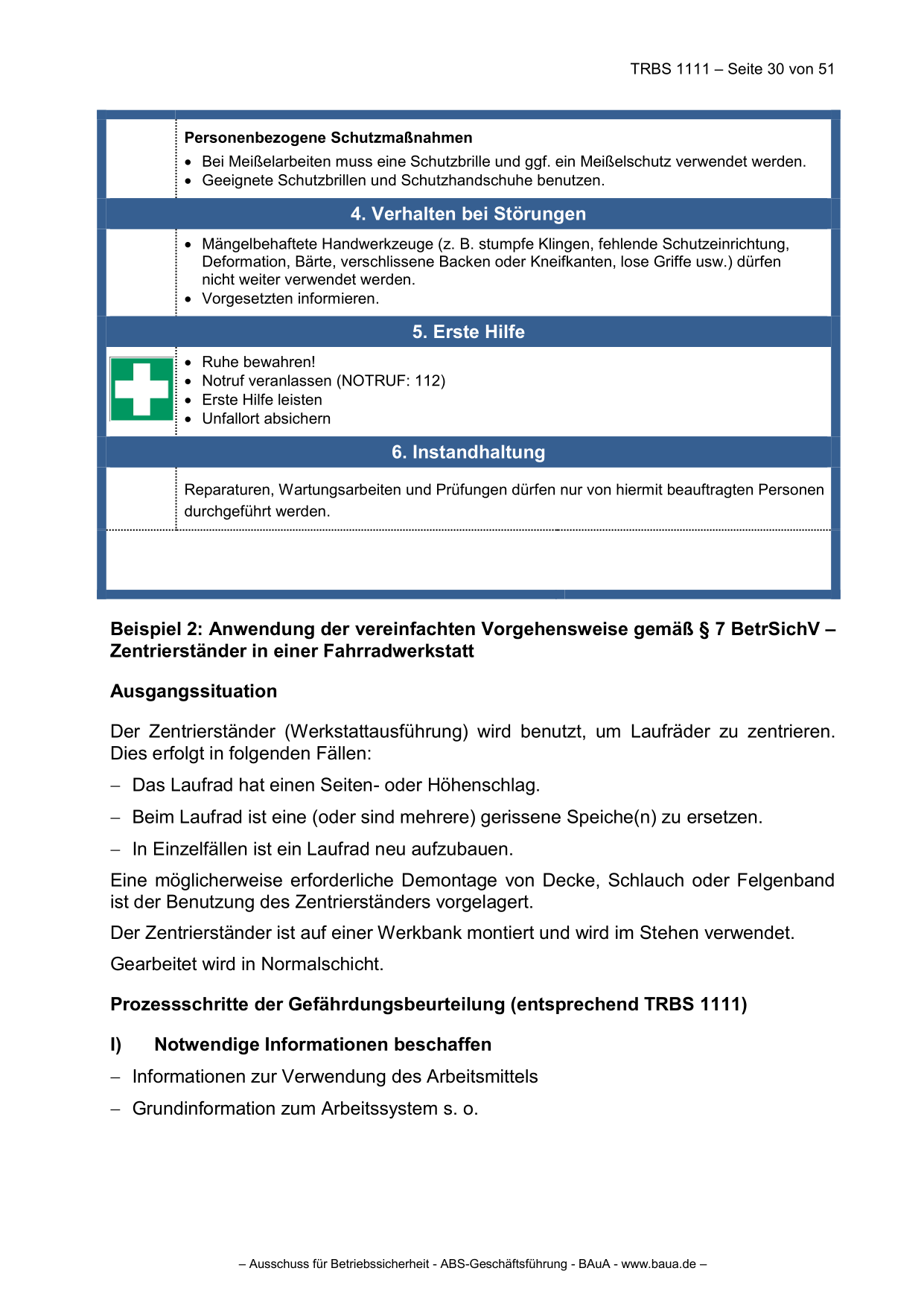 TRBS 1111 - Technische Regeln für Betriebssicherheit Gefährdungsbeurteilung