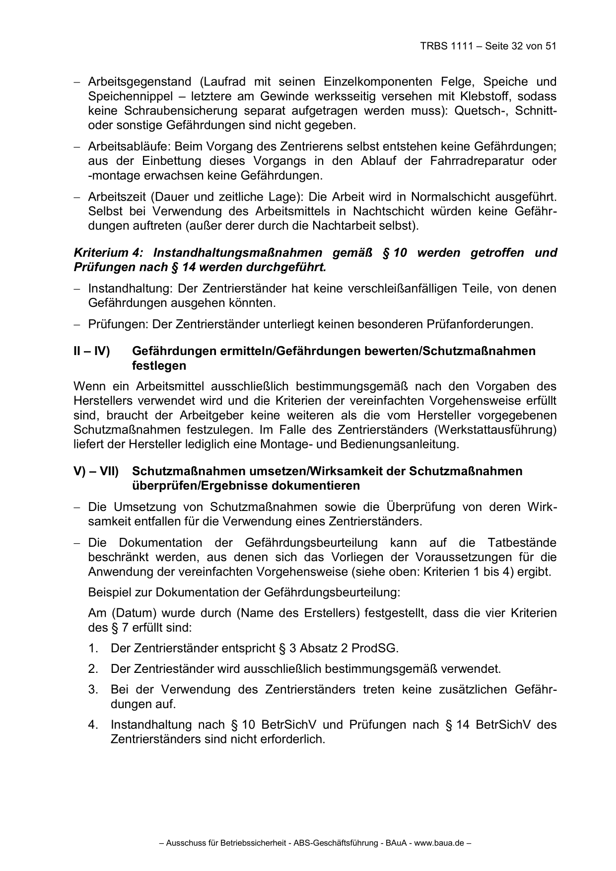 TRBS 1111 - Technische Regeln für Betriebssicherheit Gefährdungsbeurteilung