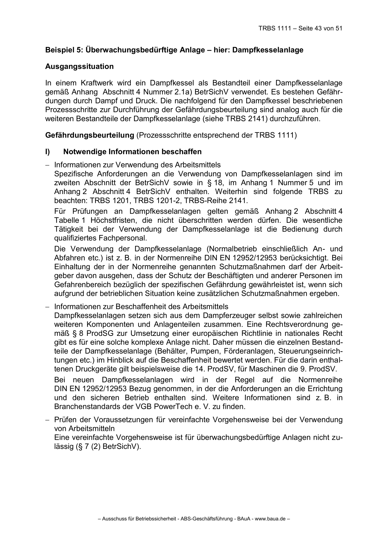 TRBS 1111 - Technische Regeln für Betriebssicherheit Gefährdungsbeurteilung