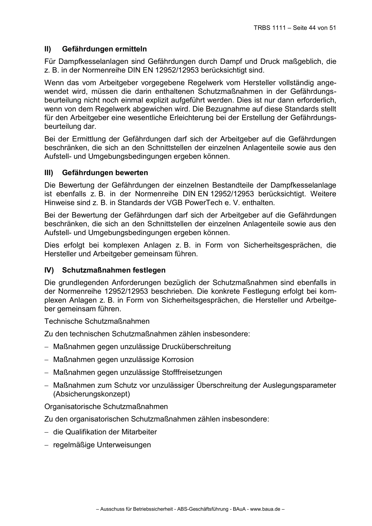 TRBS 1111 - Technische Regeln für Betriebssicherheit Gefährdungsbeurteilung