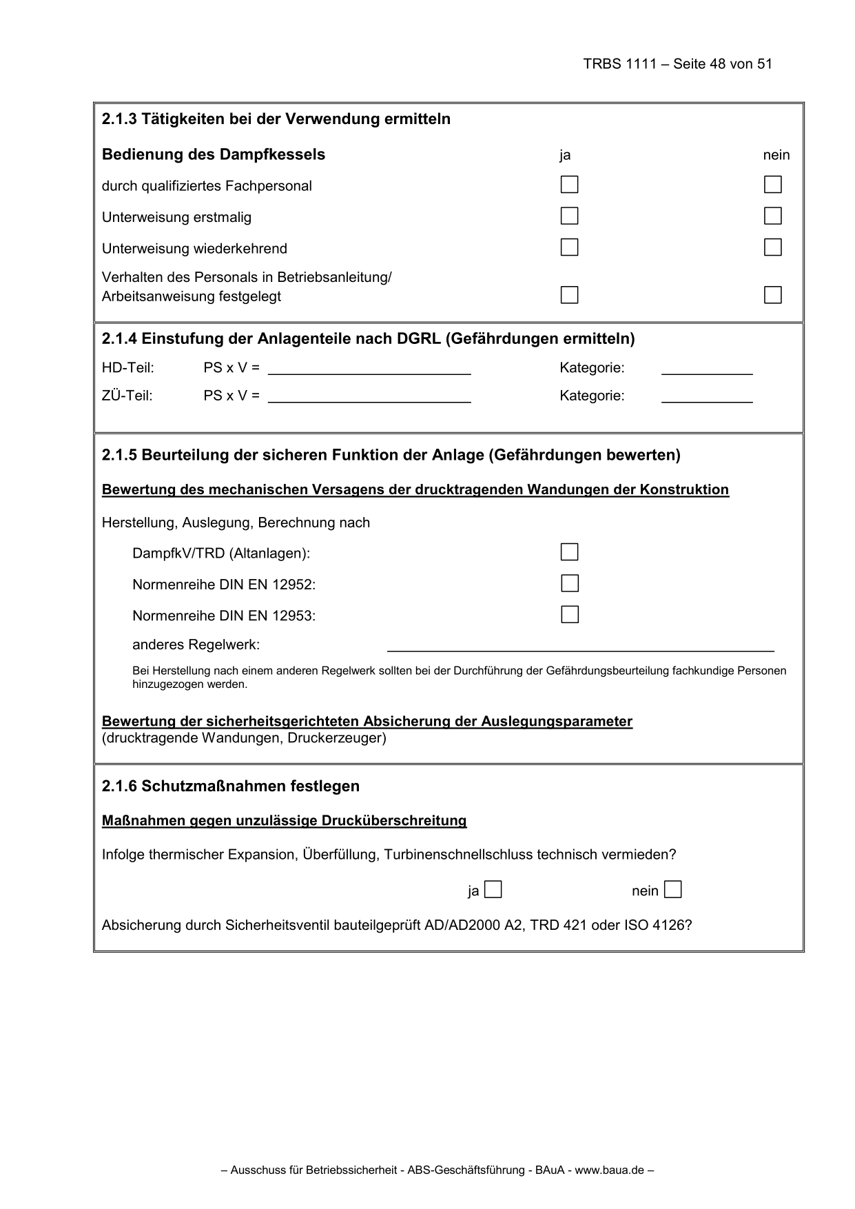 TRBS 1111 - Technische Regeln für Betriebssicherheit Gefährdungsbeurteilung