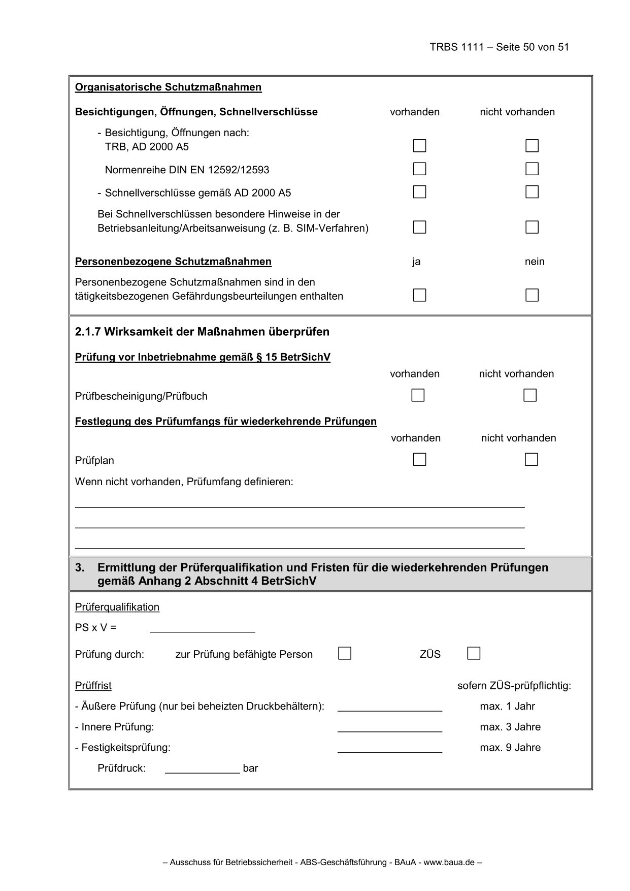 TRBS 1111 - Technische Regeln für Betriebssicherheit Gefährdungsbeurteilung